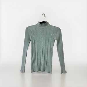 S.Christina Cashmere Sweater Women's Size L/XL Light Green  Turtleneck Coquette